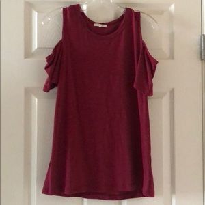 Shoulder Cut Out Shirt by Pleione